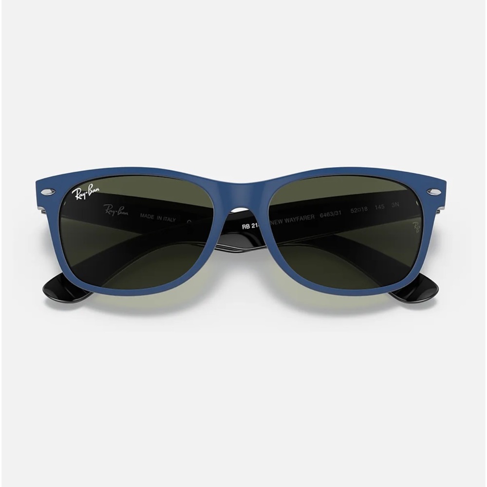 Navy Ray-Ban New Wayfarer like new sunglasses, gray lenses, case, unopened cloth